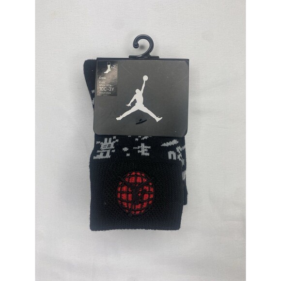 Nike Air Jordan Crew Socks Kids Black  Size 10C-3Y - Picture 1 of 3